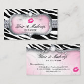 Girly Pink Zebra Hair Stylist Erinnerung Visitenkarte (Vorne/Hinten)