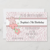 Girly Pink Zebra Print Einladung (Vorderseite)