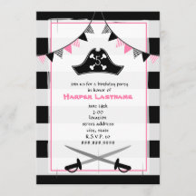 Girly Pirate Geburtstagsparty Einladung