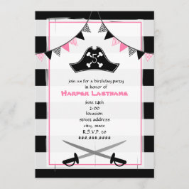 Girly Pirate Geburtstagsparty Einladung