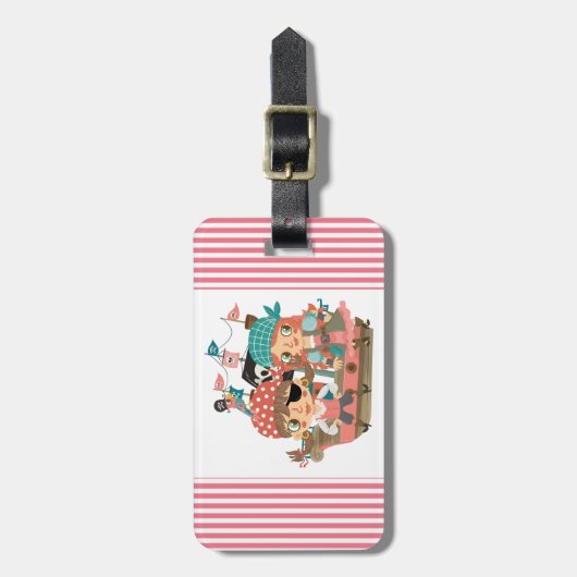 Girly Piraten Gepäckanhänger (Vorderseite vertikal)