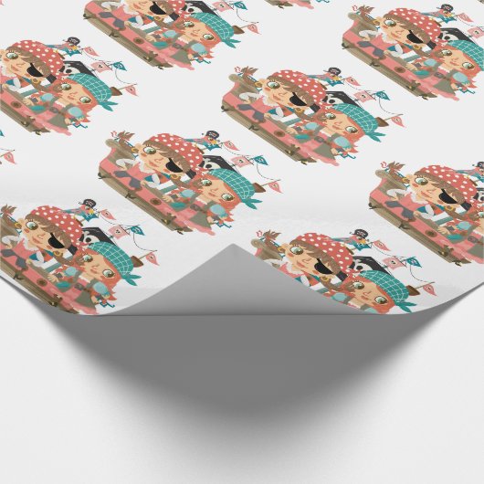 Girly Piraten Geschenkpapier (Ecke)