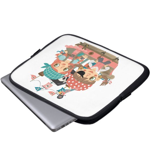 Girly Piraten Laptopschutzhülle (Vorne Knopf)