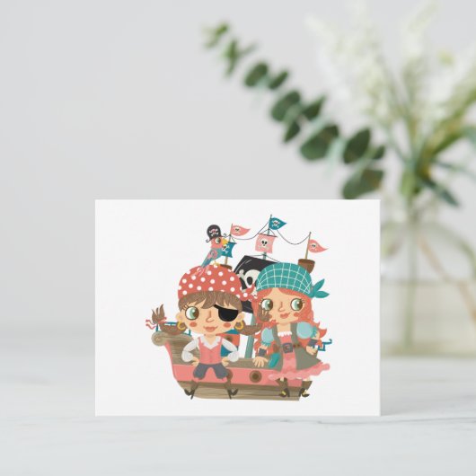 Girly Pirates Postkarte (Stehend Vorderseite)