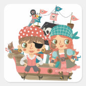Girly Pirates Quadratischer Aufkleber (Vorderseite)