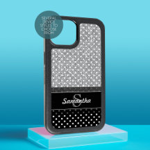 Girly Polka Dot Pattern Fake Glitzer & Monogramme