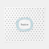 Girly Polka Dots Black & White Personalisiert Fleecedecke (Vorderseite (Horizontal))