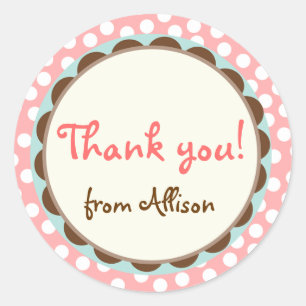 Girly Polka Dots Danke, Stickers