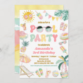 Girly Pool Party Geburtstagseinladung Einladung (Vorne/Hinten)