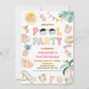Girly Pool Party Geburtstagseinladung Einladung