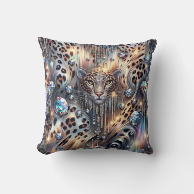 Girly Poser Leopardendruck Opal Kissen (Vorderseite)