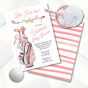 Girly Preppy Golf Baby Dusche Einladung