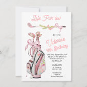 Girly Preppy Golf Geburtstagsparty Einladung (Vorderseite)