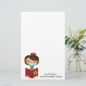 Girly Princess Bookworm Stationery Briefpapier (Stehend Vorderseite)