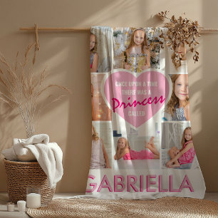 Girly Princess Foto Collage Herz   Name Fleecedecke