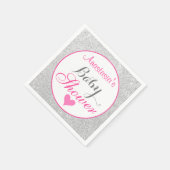 Girly Princess Pink und Silver Glitzer Kinderdusch Serviette (Ecke)