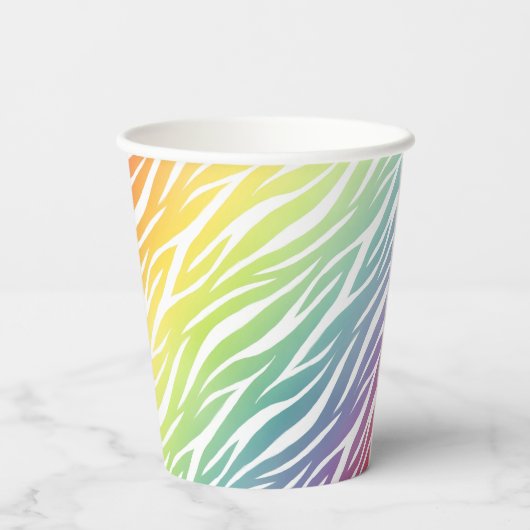 Girly Print Niedlich Trendy Cool Funny Zebra Rainb Pappbecher (Rückseite)