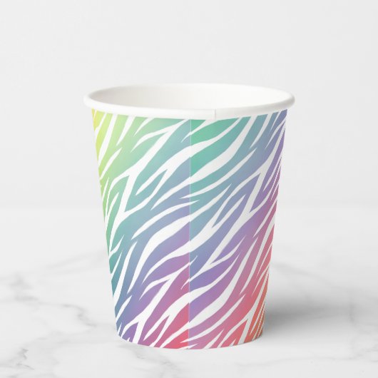 Girly Print Niedlich Trendy Cool Funny Zebra Rainb Pappbecher (Rechts)