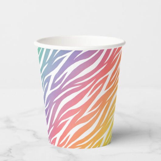 Girly Print Niedlich Trendy Cool Funny Zebra Rainb Pappbecher (Vorderseite)