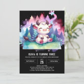 Girly Printable Cow Birthday Einladung (Stehend Vorderseite)