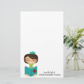 Girly Prinzessin Bookworm Stationery Briefpapier (Stehend Vorderseite)