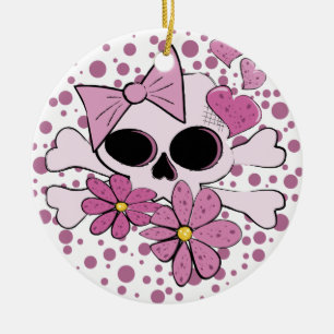 Girly Punk Skull Keramikornament