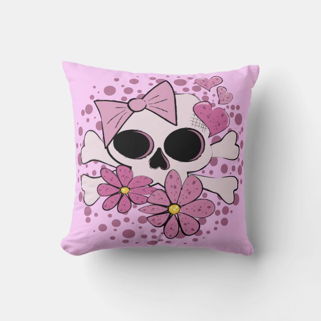 Girly Punk Skull Kissen (Vorderseite)