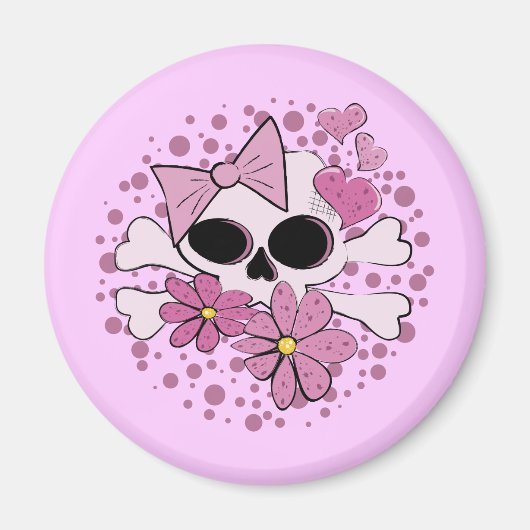 Girly Punk Skull Magnet (Vorne)