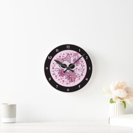 Girly Punk Skull Runde Wanduhr (Zuhause)