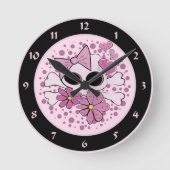 Girly Punk Skull Runde Wanduhr (Vorderseite)