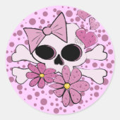 Girly Punk Skull Runder Aufkleber (Vorderseite)