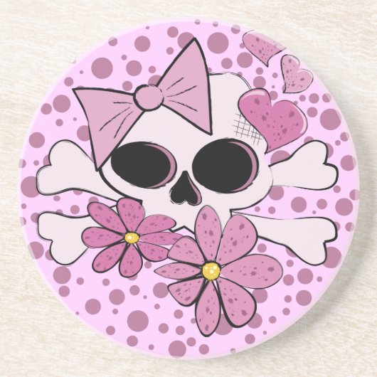 Girly Punk Skull Sandstein Untersetzer (Vorne)