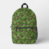 Girly Punk Skulls auf Blume Camouflage Hintergrund Bedruckter Rucksack (Vorderseite)