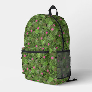 Girly Punk Skulls auf Blume Camouflage Hintergrund Bedruckter Rucksack