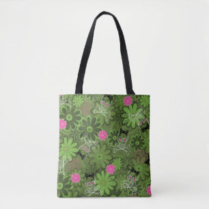 Girly Punkschädel auf Blumen-Camouflagehintergrun Tasche