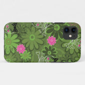 Girly Punkschädel auf Blumen-Camouflagehintergrund Case-Mate iPhone Hülle (Rückseite (Horizontal))