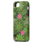 Girly Punkschädel auf Blumen-Camouflagehintergrund Case-Mate iPhone Hülle (Rückseite Links)