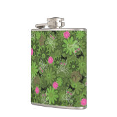 Girly Punkschädel auf Blumen-Camouflagehintergrund Flachmann (Links)