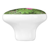 Girly Punkschädel auf Blumen-Camouflagehintergrund Keramikknauf (Seitenansicht)