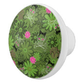 Girly Punkschädel auf Blumen-Camouflagehintergrund Keramikknauf (Rechts)