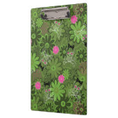 Girly Punkschädel auf Blumen-Camouflagehintergrund Klemmbrett (Links)