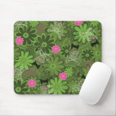 Girly Punkschädel auf Blumen-Camouflagehintergrund Mousepad (Mit Mouse)