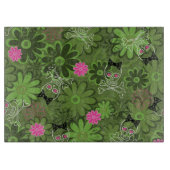 Girly Punkschädel auf Blumen-Camouflagehintergrund Schneidebrett (Vorderseite)