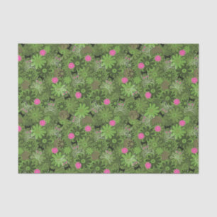 Girly Punkschädel auf Blumen-Camouflagehintergrund Seidenpapier