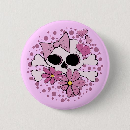 Girly Punkschädel Button (Vorderseite)