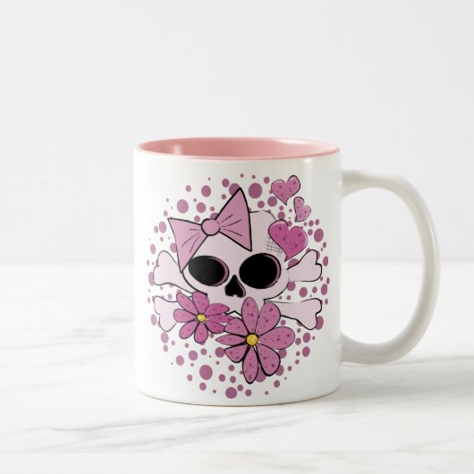 Girly Punkschädel Zweifarbige Tasse (Rechts)