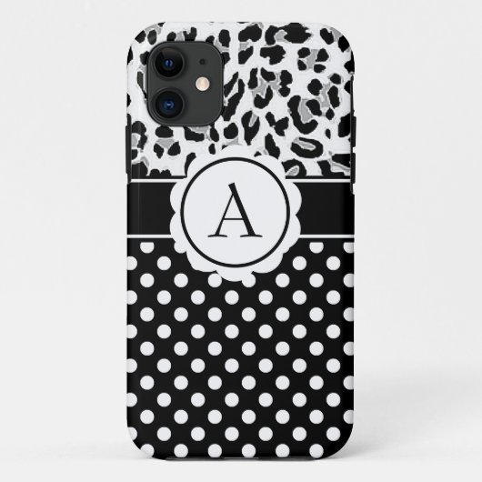 Girly-Punkte und Tiere drucken Monogramm Case-Mate iPhone Hülle (Rückseite)