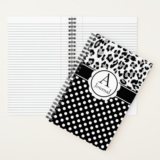 Girly-Punkte und Tiere drucken Monogramm-Zeitschri Notizblock (Innen)