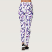Girly Purple Butterflies Whimsical Patterned Leggings (Rückseite)