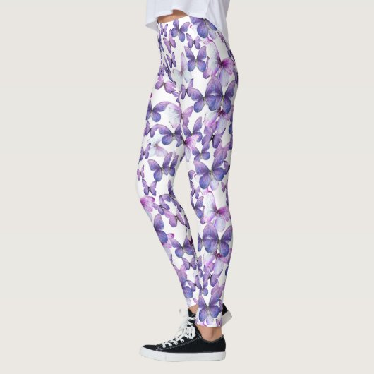 Girly Purple Butterflies Whimsical Patterned Leggings (Links)